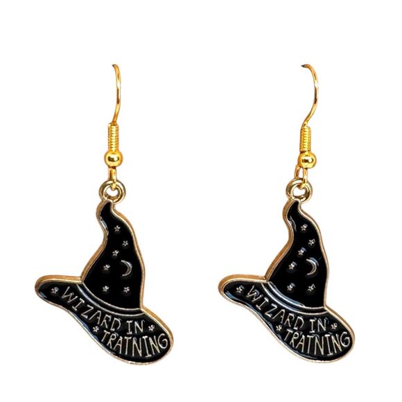 Jewelry - Halloween Wizard Hat Hook Gold Plated Earrings Item #2033